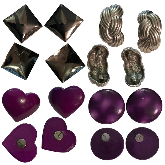 Purple Haze Vintage 80's-90's Pierced Earring Lot - Picture 4 of 5